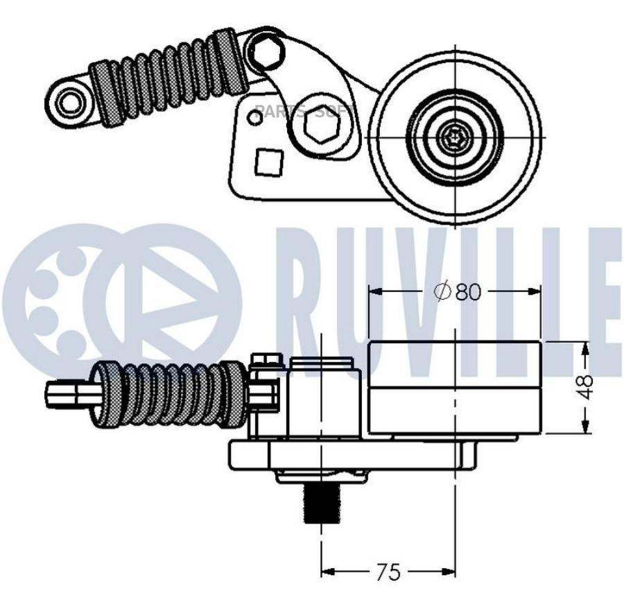 

542342-RV натяжитель ремня в сборе 45x80x68 \MB ACTROS