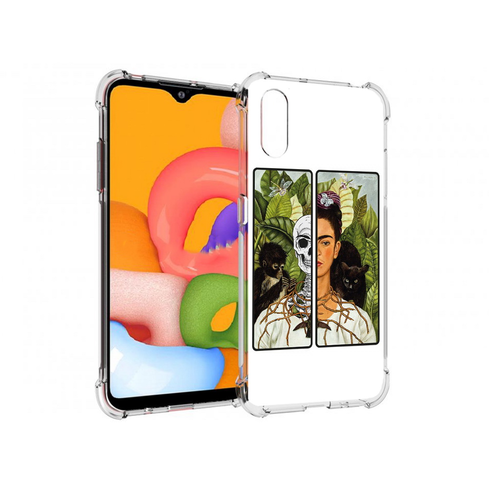 

Чехол MyPads Tocco для Samsung Galaxy A01 сдвоенная картинка девушка скелет, Прозрачный, Tocco