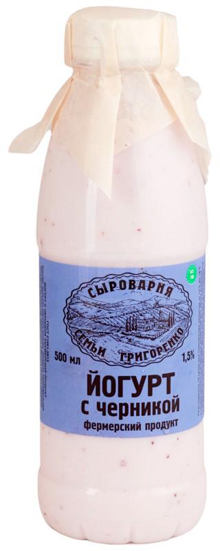 

Йогурт питьевой Сыроварня семьи Григоренко черника 1,5% БЗМЖ 500 г