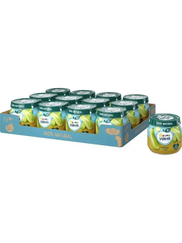 Пюре овощное ФрутоНяня из Кабачков, с 4 мес, 12х80г