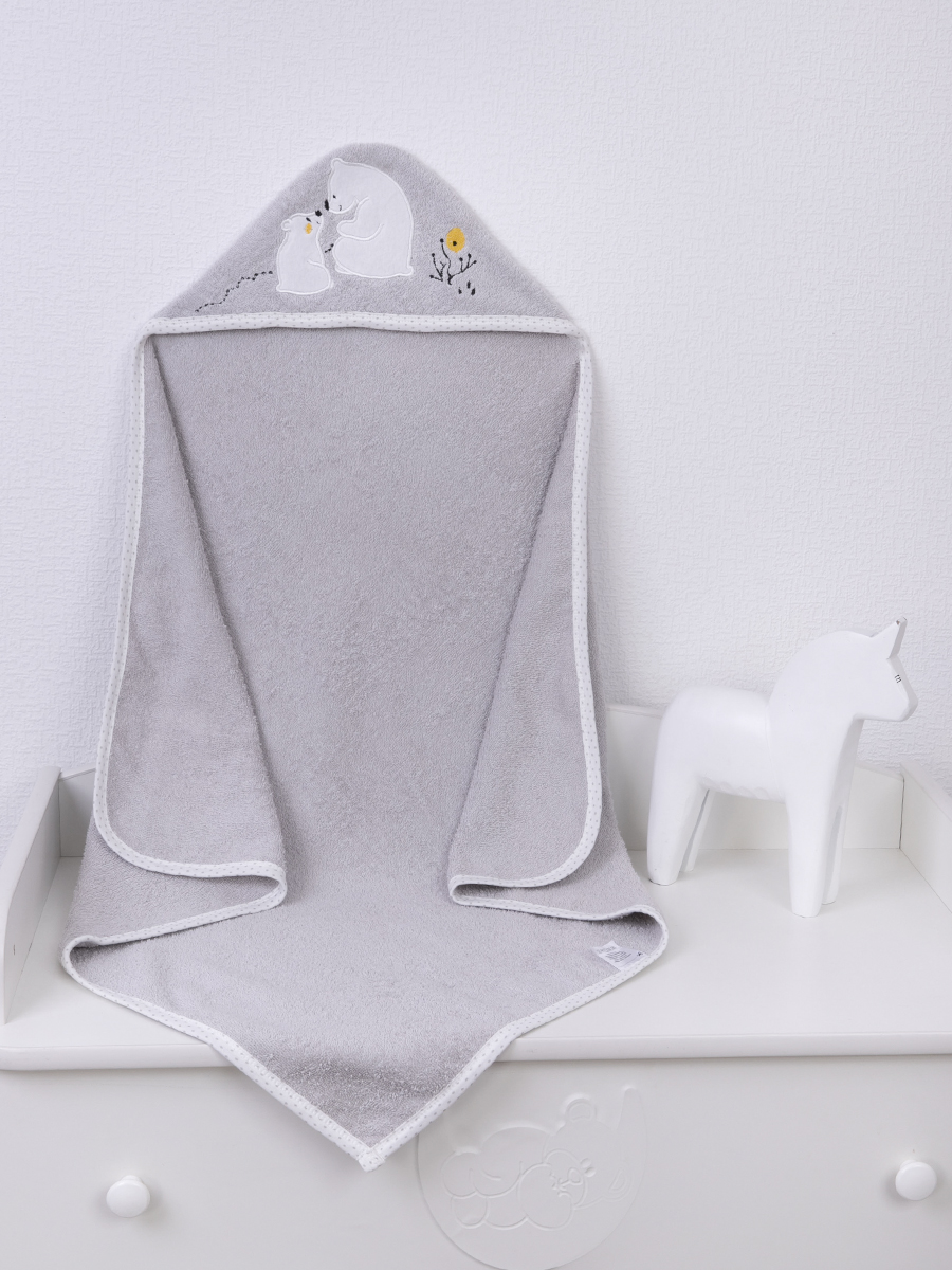 

Полотенце для новорожденного Baby Nice детское махровое с капюшоном 80x80 см, Серый