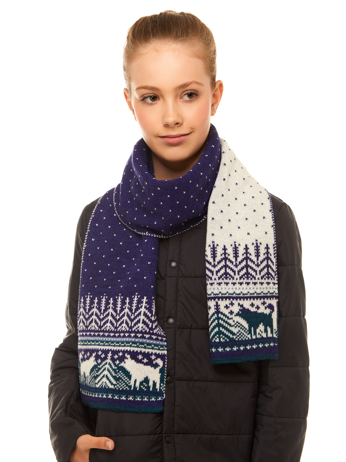 

Шарф детский Scandica Wolves васильковый молочный One Size, 257SCATG