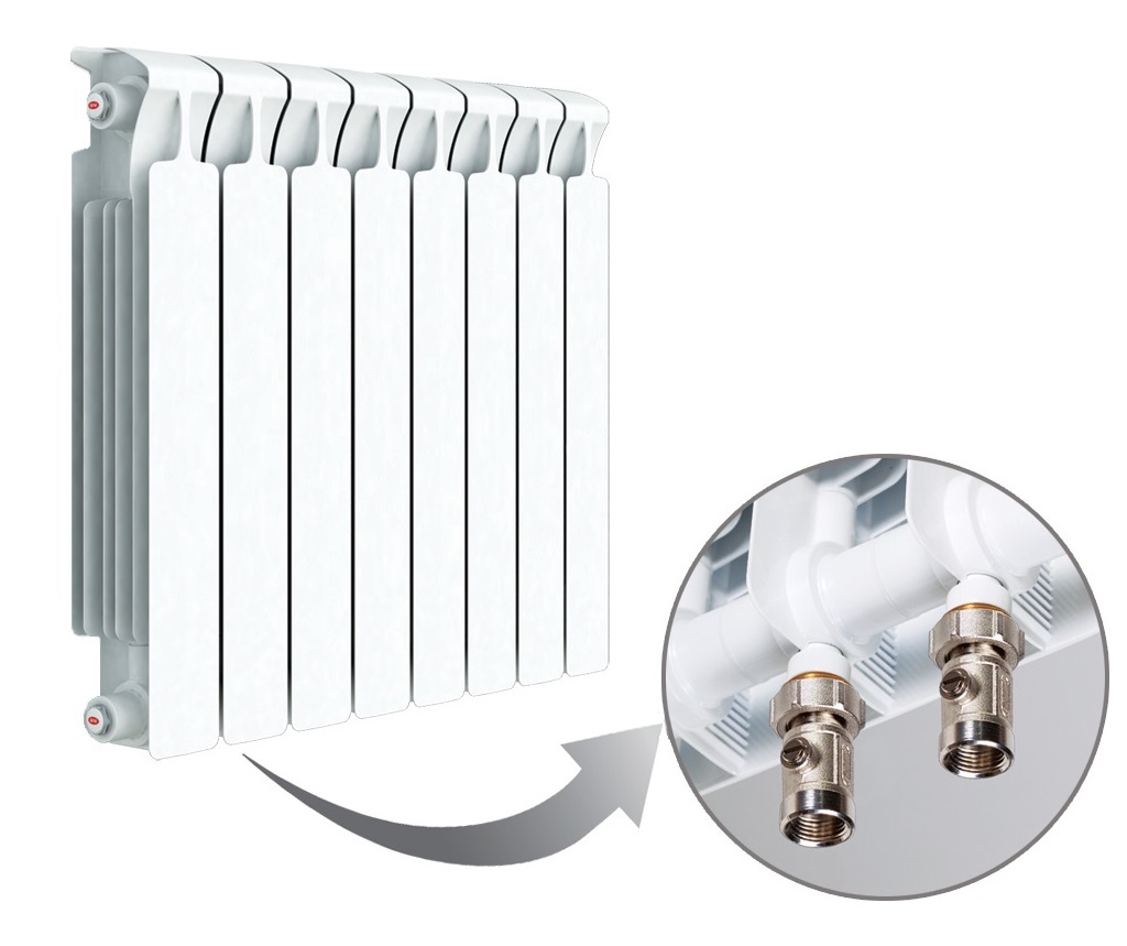 Биметаллический радиатор RIFAR Monolit Ventil 500 12 секции белый (RM50012НЛ50) радиатор биметаллический rifar