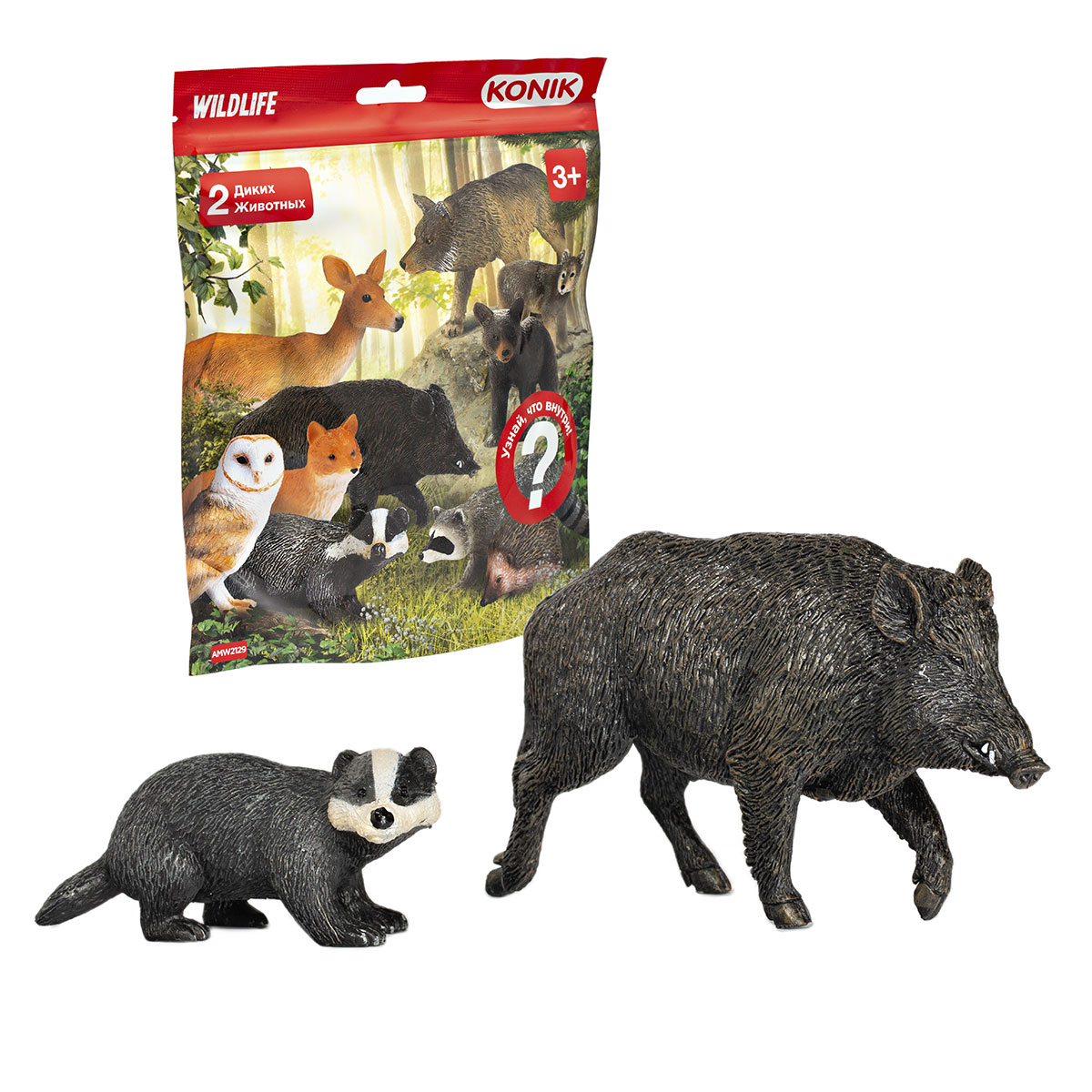 Пакетик-сюрприз KONIK Лесные животные, 2 шт schleich пакетик сюрприз с тремя фигурками wild life l