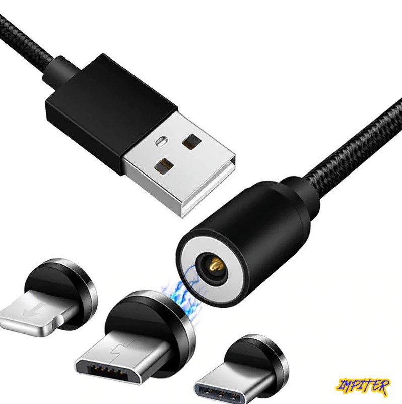 Кабель Lightning, USB Type-C, micro USB-USB Impiter 1 м черный