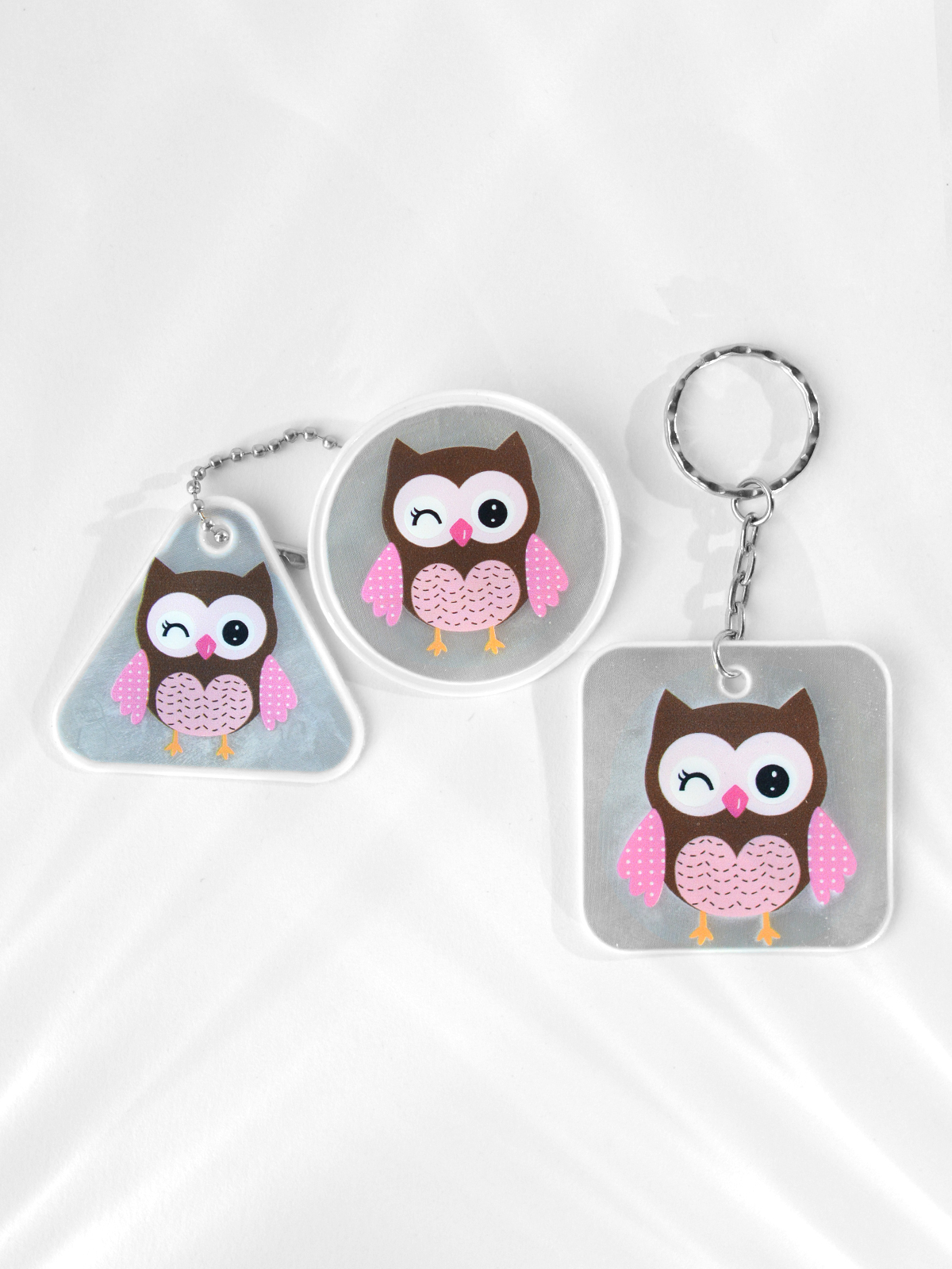 

Светоотражающий детский набор 3 штуки LOGO SHOP сова розовая, Розовый, 100180-1