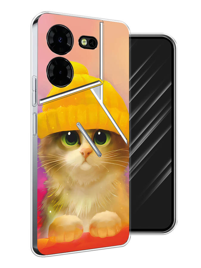 

Чехол Awog на Tecno Pova 5 Pro 5G "Котенок в желтой шапке", Желтый, 304550-1