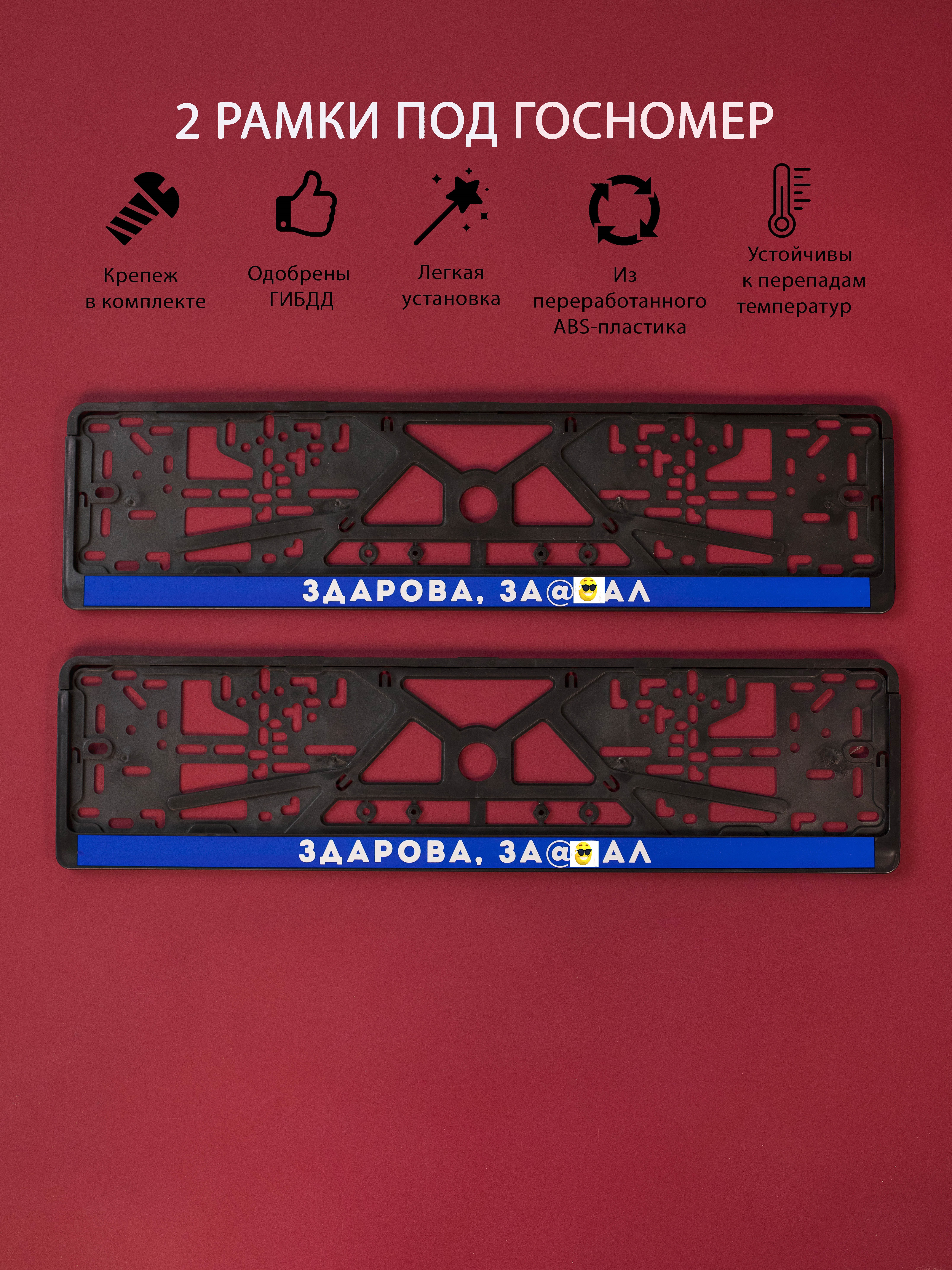 

Рамки номерного знака ЗДАРОВА, ЗА*БАЛ, краска