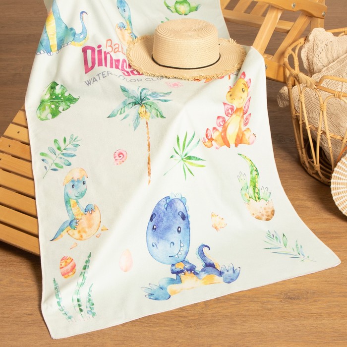 

Полотенце пляжное Этель "Динозаврики" 75x140 см, микрофибра, 100% п/э, 230 гр/м2