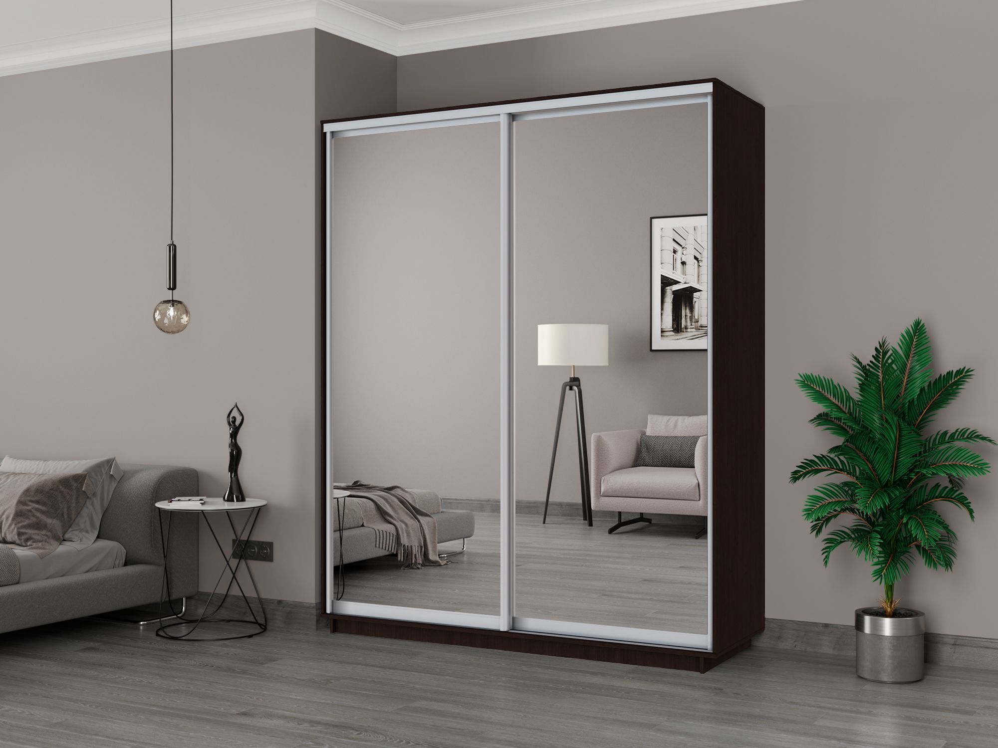 

Шкаф-купеЕ1 Экспресс Зеркала 180х60х220, Венге, Коричневый, Экспресс