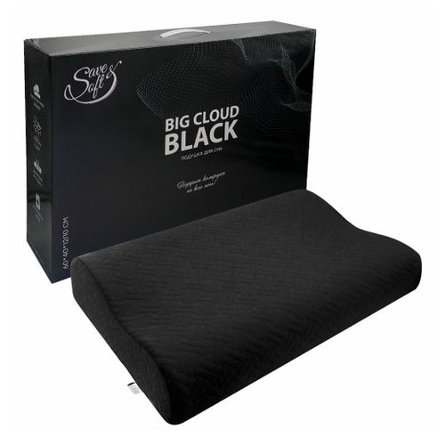фото Подушка save&soft big cloud с гелевой накладкой 60 х 40 см полиэстер черная