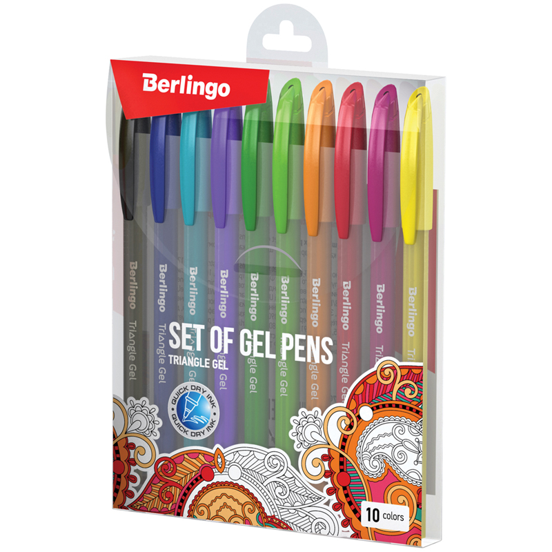 Набор ручек гелевых Berlingo Triangle Gel CNg_20210, разноцветные, 0,5 мм, 10 шт.