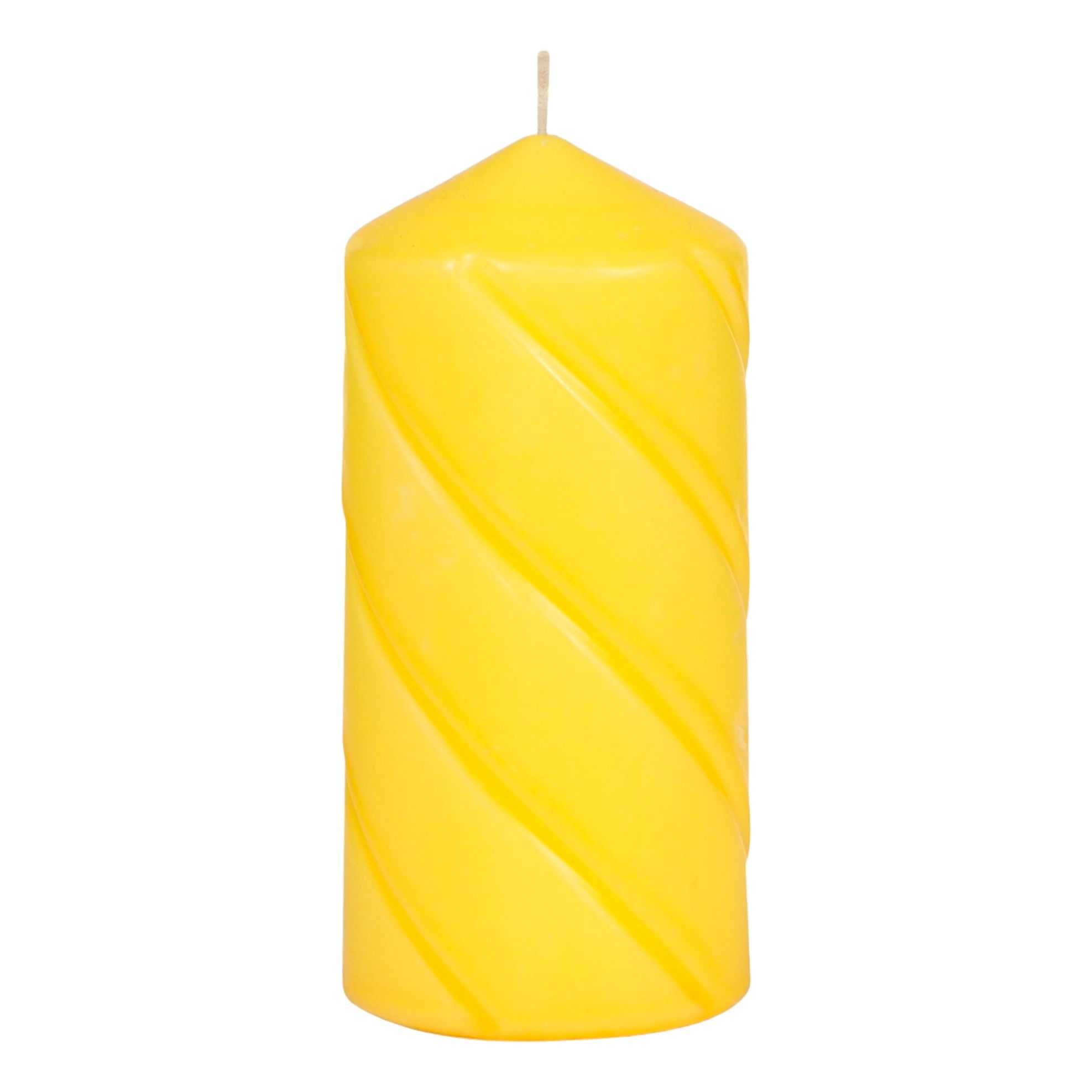 Свеча универсальная столбик витой Home Interiors 7 х 15 см желтая