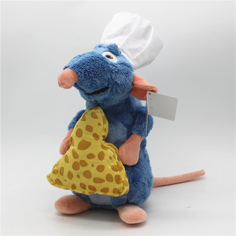 Мягкая игрушка IQchina Рататуй крысёнок Реми с сыром и колпаком 30 см, серый