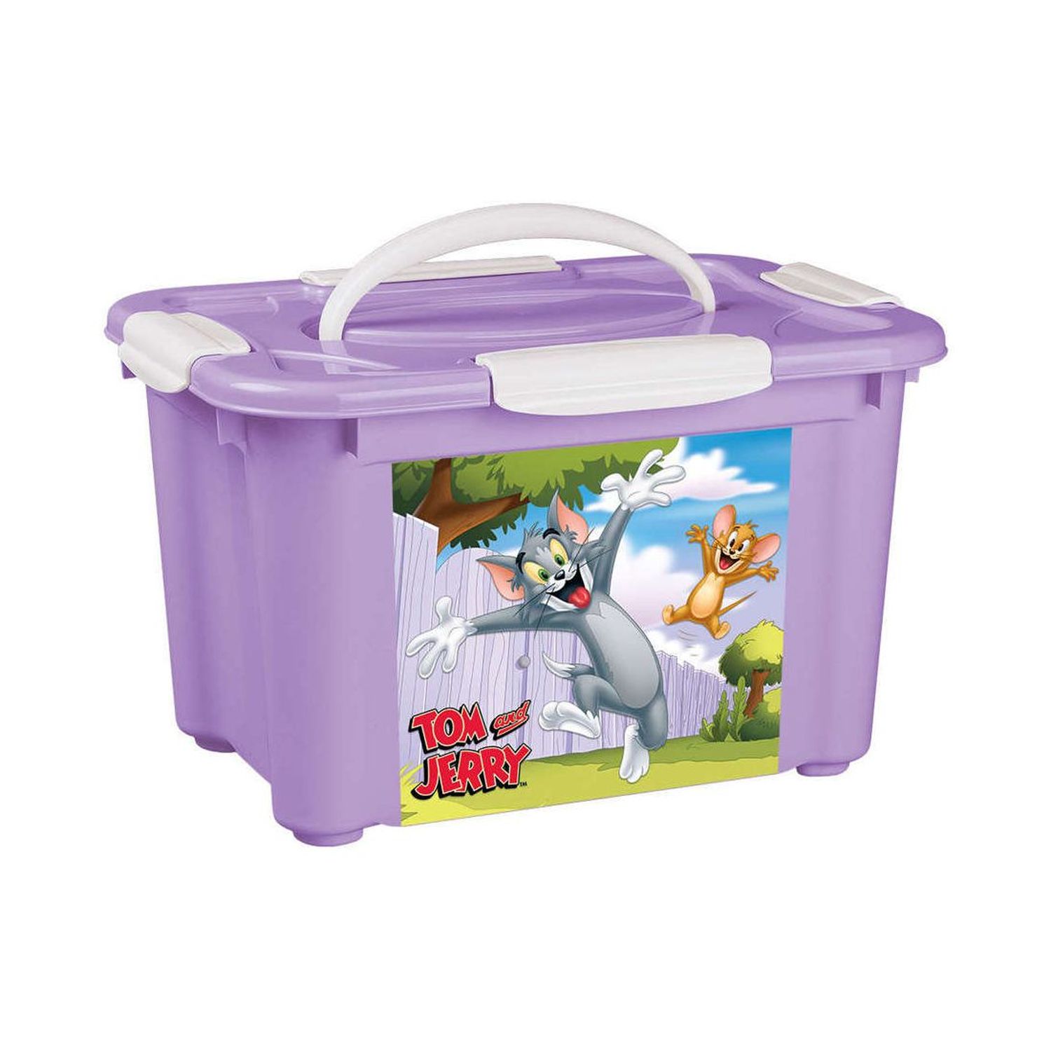 

Коробка Tom and Jerry с ручкой и аппликацией с крышкой штабелируемый,5.5 л, сиреневый