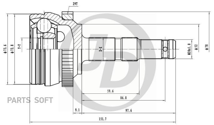 

JUST DRIVE JCT0149A ШРУС внешний ABS 151400