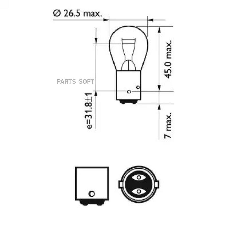 

Лампа 12v 21w p21/4w, блистер 2 шт.