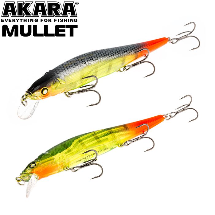 

Воблер Akara Mullet 110F 14 гр 1/2 oz 4,3 in A190, Разноцветный, Mullet