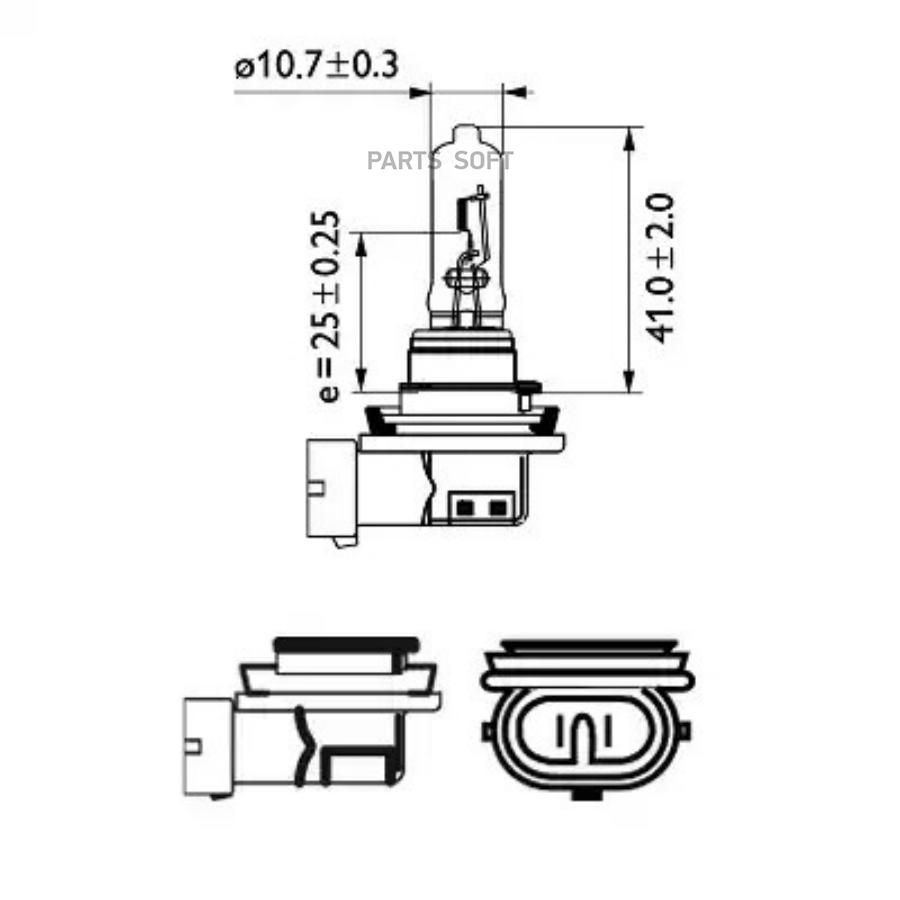 12361c1_лампа h9 65w 12v pgj19-5 галогенная стандарт