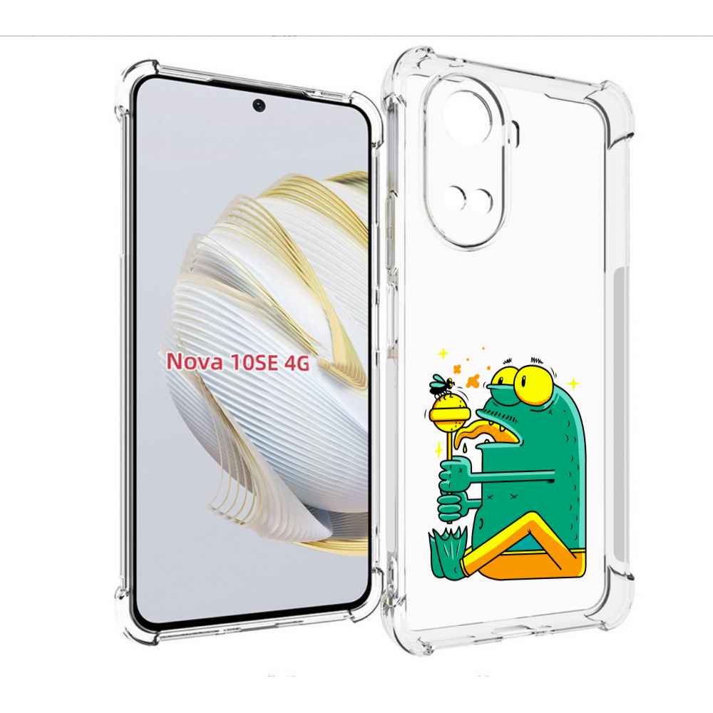 

Чехол MyPads Зеленая лягушка с чупа чупсом для Huawei Nova 10 SE, Прозрачный, Tocco