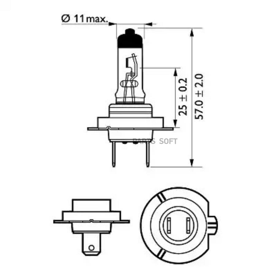 12972vpb1_лампа h7 55w 12v px26d галогенная в блистере visionplus