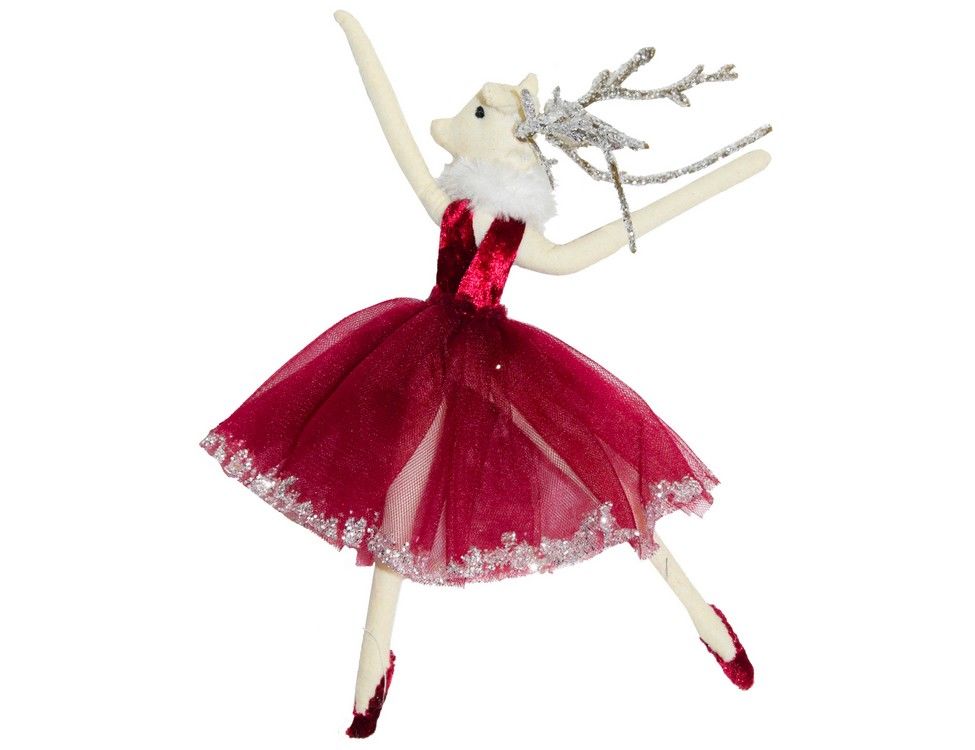 Елочная игрушка Due Esse Christmas олениха балерина 11840765/RED 27 см 1 шт. красный