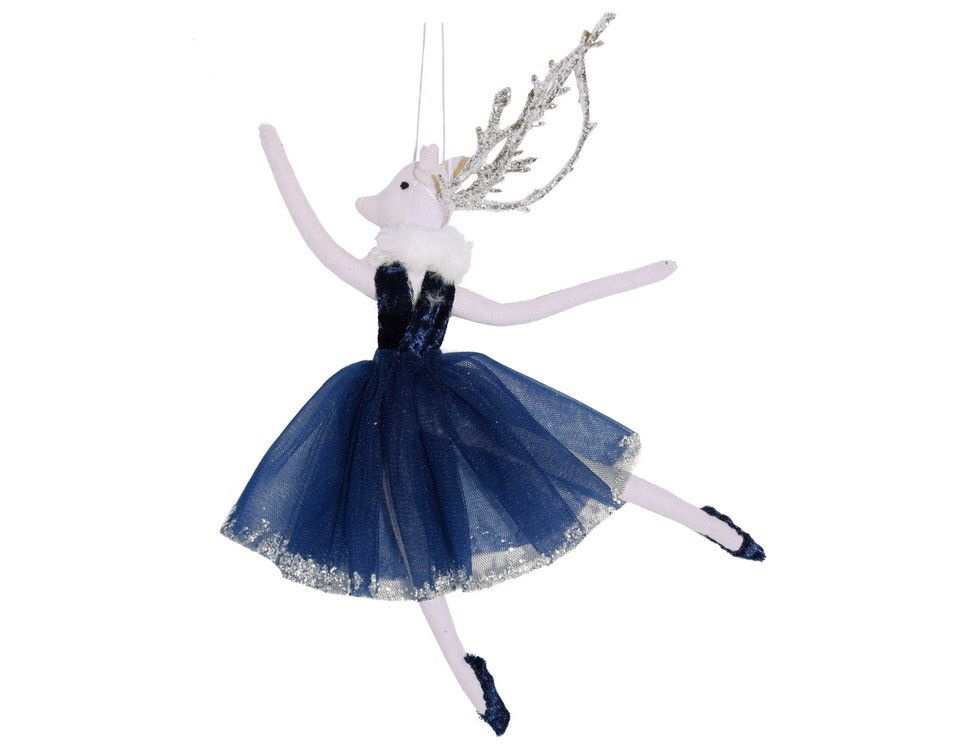 Елочная игрушка Due Esse Christmas олениха балерина 11840765-02 27 см 1 шт. синий