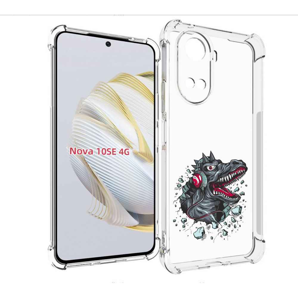 

Чехол MyPads Нарисованный динозавр в наушниках для Huawei Nova 10 SE, Прозрачный, Tocco