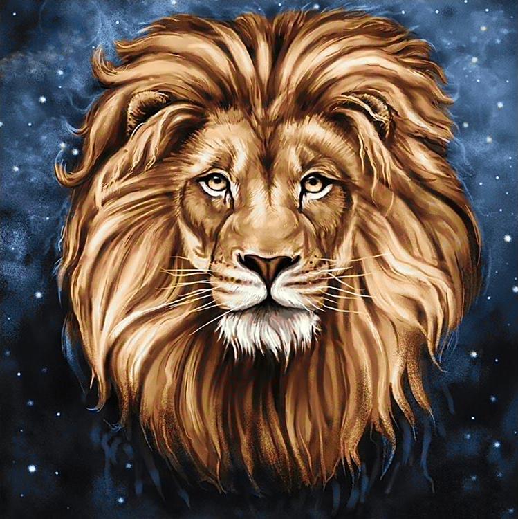 фото Алмазная вышивка гранни созвездие льва, 38x38 см