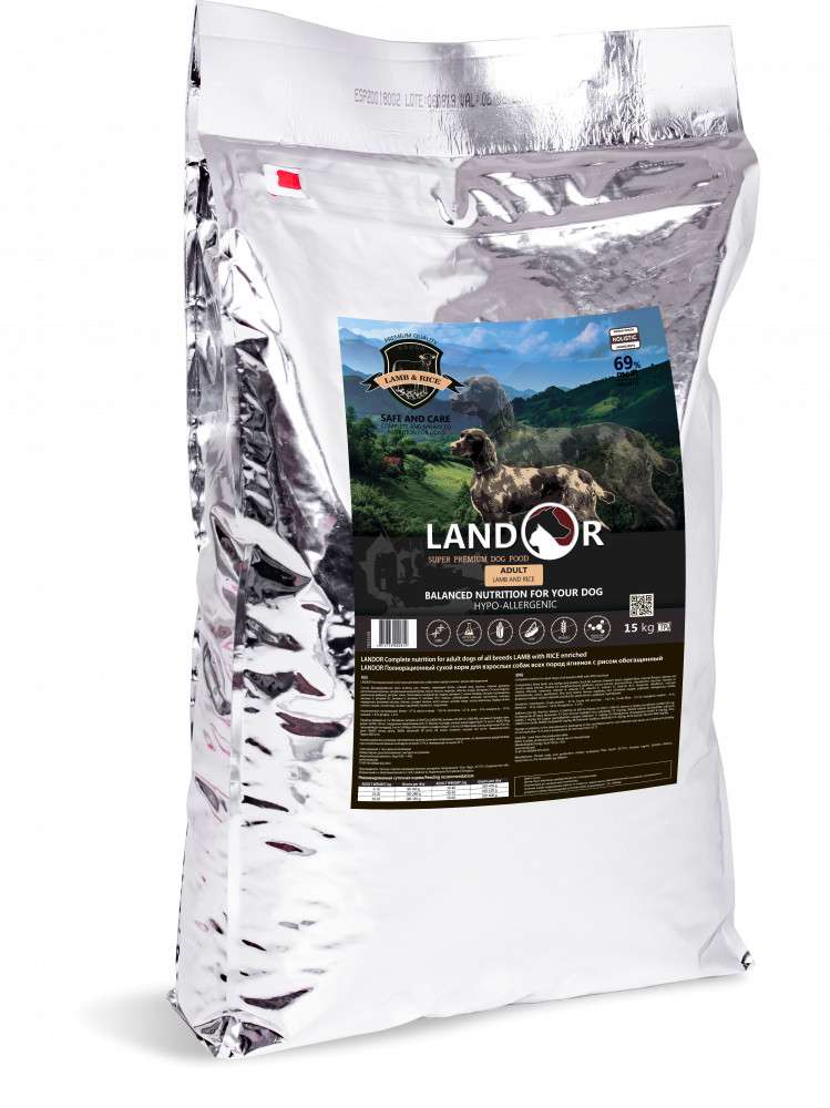 фото Сухой корм для собак всех пород landor adult ягненок с рисом, 15кг