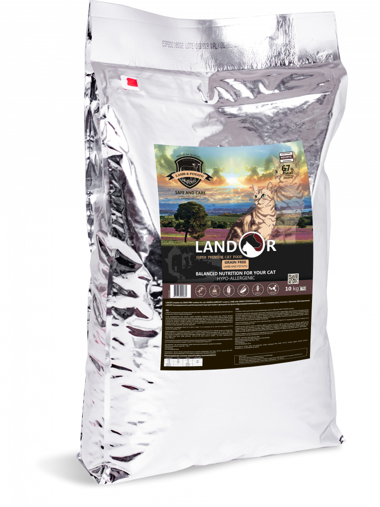 Сухой корм для кошек Landor Grain free, индейка с бататом, 10кг