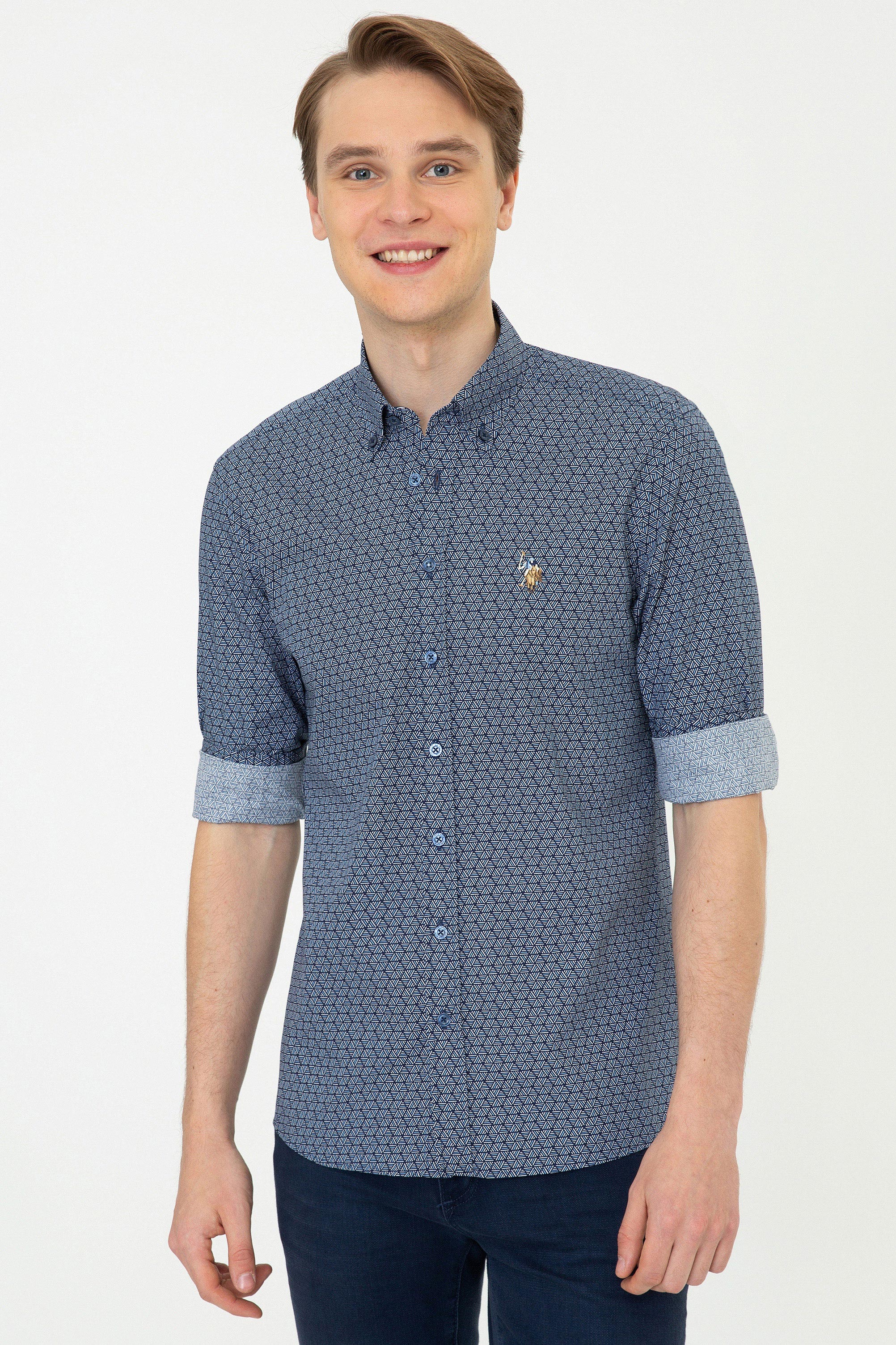

Рубашка мужская U.S. POLO Assn. G081GL0040SETAP синяя L, G081GL0040SETAP