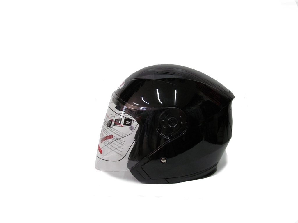 Шлем (открытый со стеклом) Ataki JK526 Solid черный глянцевый, размер XL