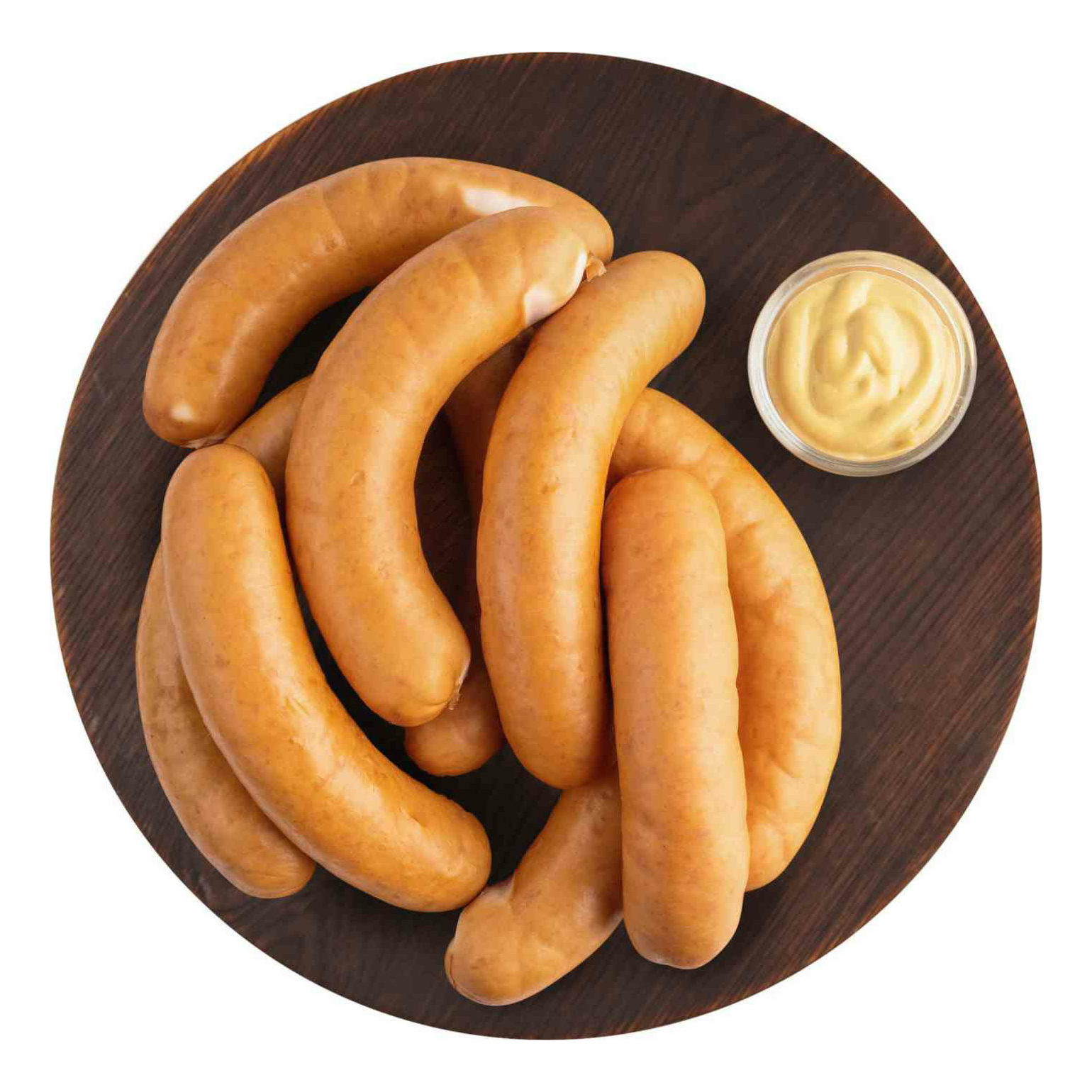 

Сардельки Глобус Ветчинные вареные с сыром +-600 г