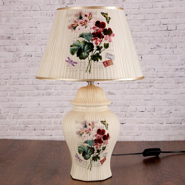 фото Лампа настольная керамика "букет полевых цветов" е27 220в 47х30х30 см risalux