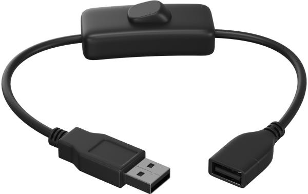 Кабель удлинитель переходник USB GSMIN RTS-02 с выключателем (Черный)