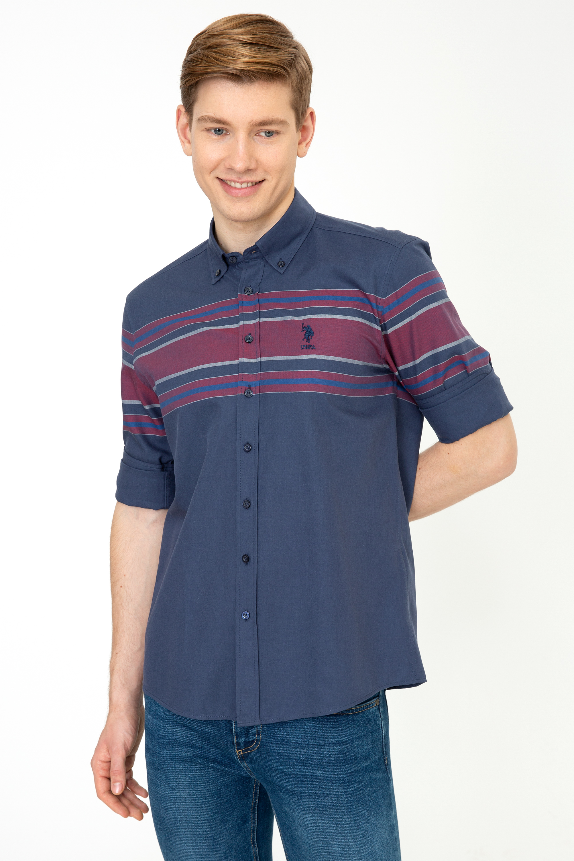 

Рубашка мужская U.S. POLO Assn. G081GL0040EDNABAY синяя L, G081GL0040EDNABAY