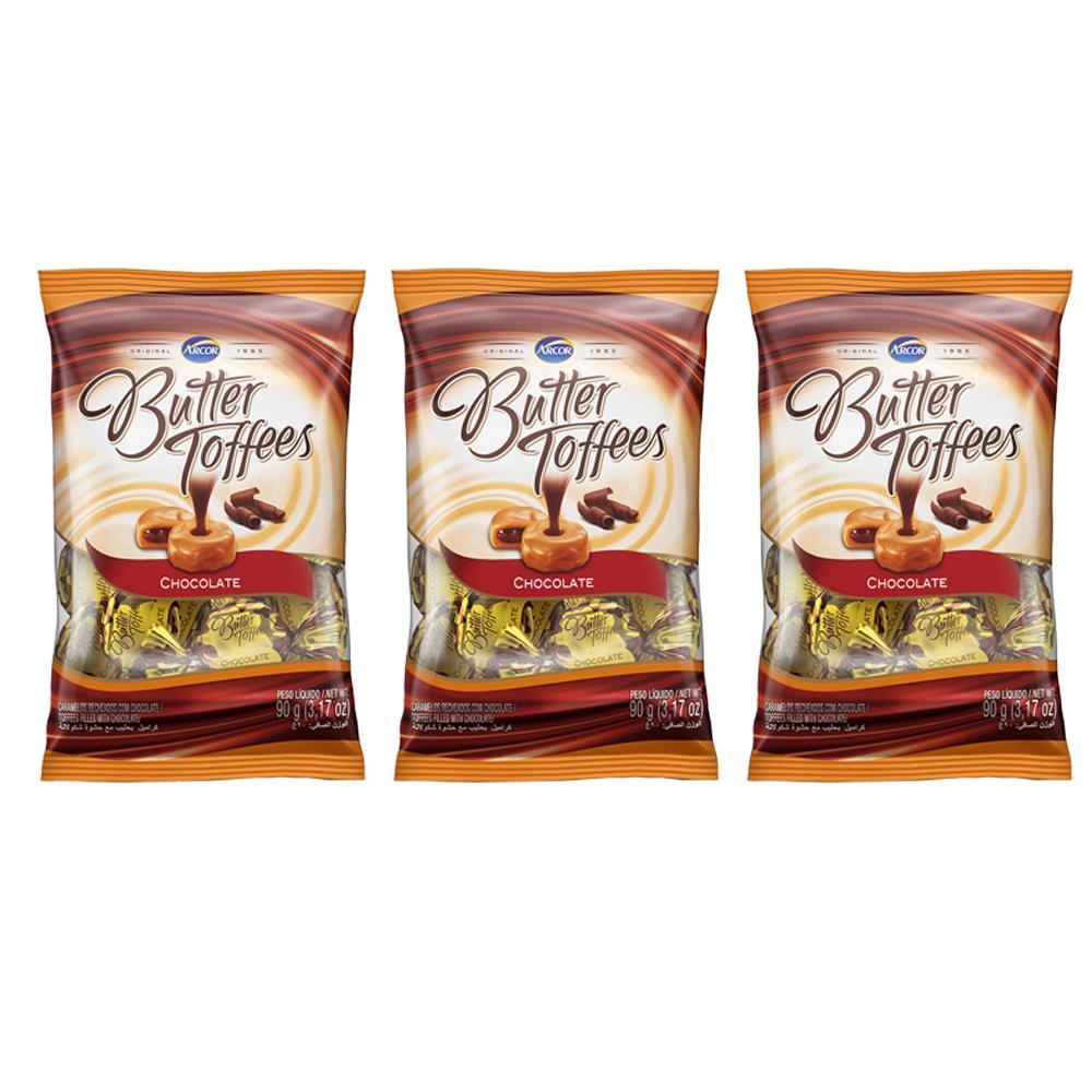 Молочные конфеты с шоколадной начинкой BUTTER TOFFEES 90 г.набор 3шт