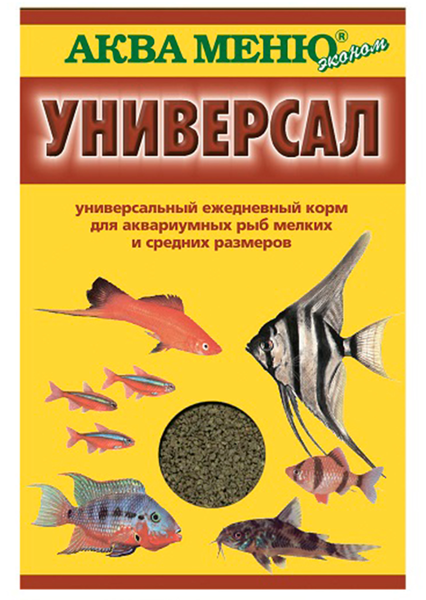 

Корм для аквариумных рыб мелких и средних размеров Аква Меню Универсал, 2 шт по 30 г