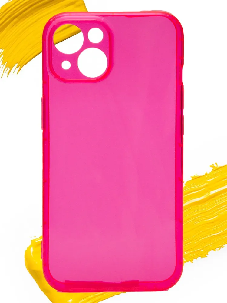 

Чехол для Apple iPhone 14 Plus с полной защитой камер, прозрачный розовый, Silicone case