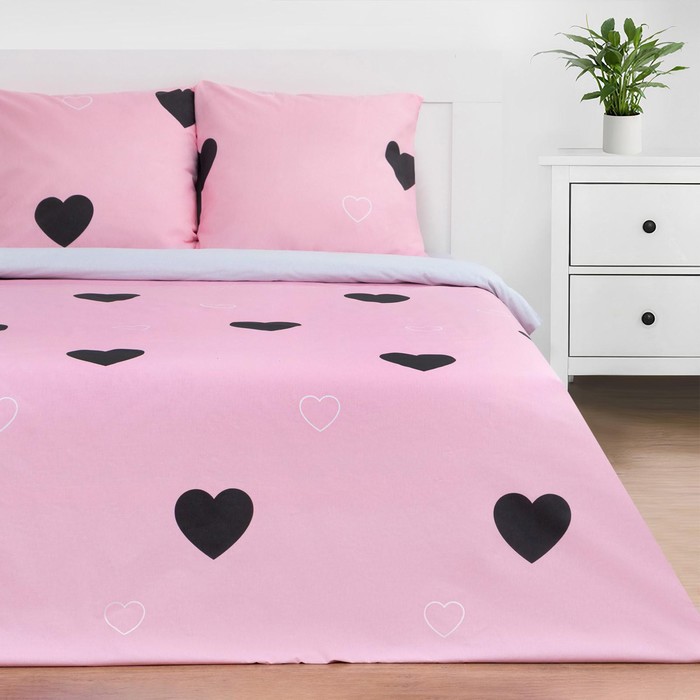 

Постельное белье Этель 1.5 сп Pink heart 143x215 см,150x214 см, 70x70 см 2 шт