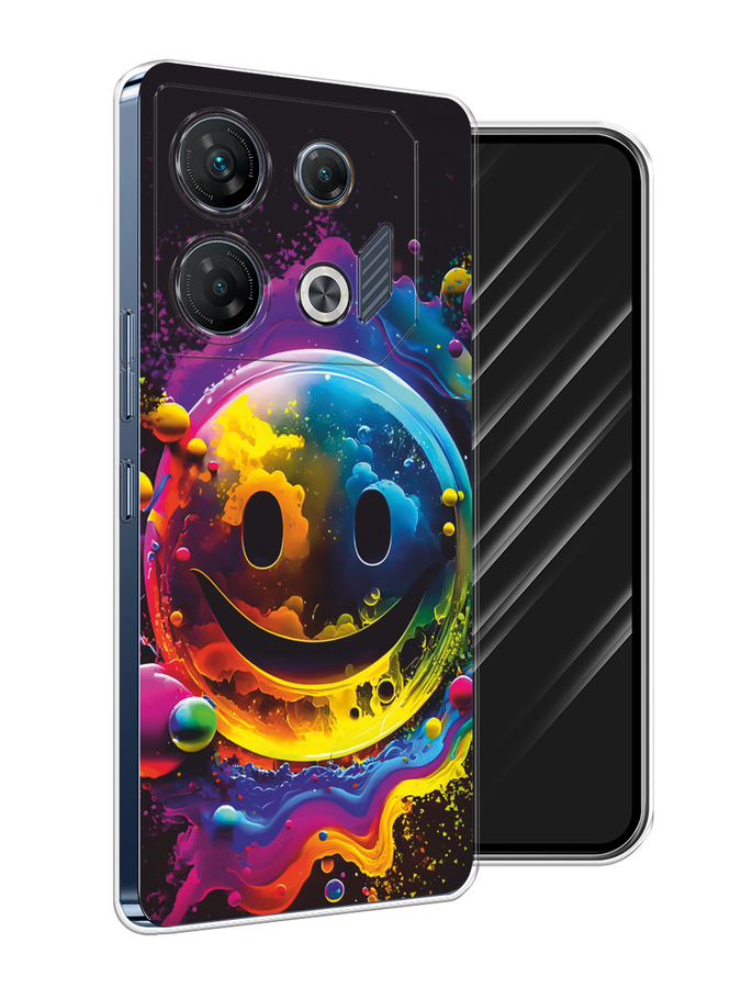 

Чехол Awog на Infinix GT 10 Pro "Кислотный смайл", Фиолетовый;желтый;синий, 3104850-1