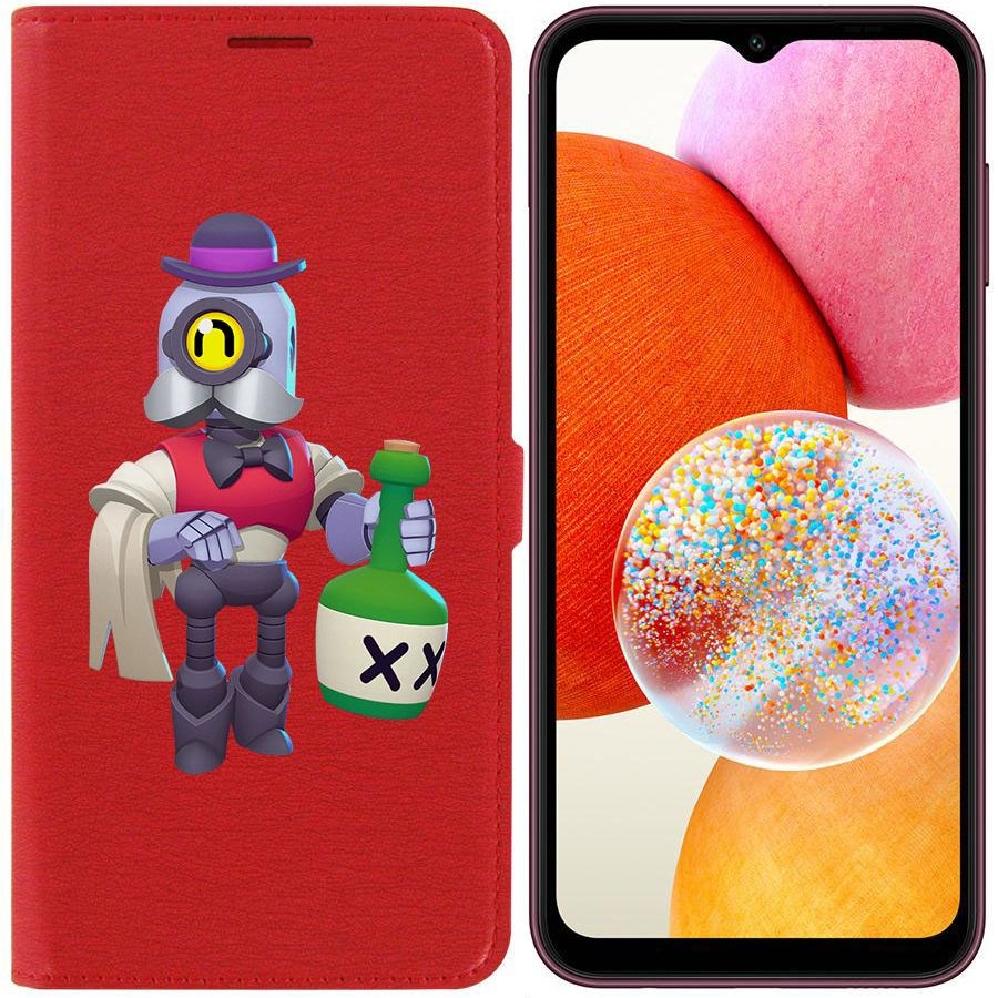 

Чехол-книжка Krutoff Eco Book для Samsung Galaxy A14 4G (A145) Brawl Stars-Барли (красный)