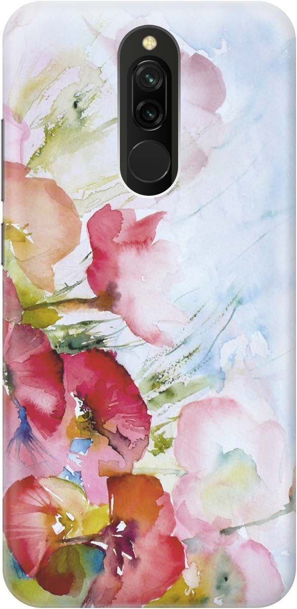 

Силиконовый чехол на Xiaomi Redmi 8 "Акварельные цветы", Голубой;зеленый, 441