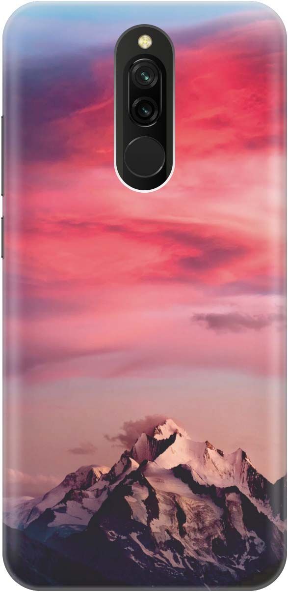 

Силиконовый чехол на Xiaomi Redmi 8 "Горы и небо", Коричневый;розовый, 442