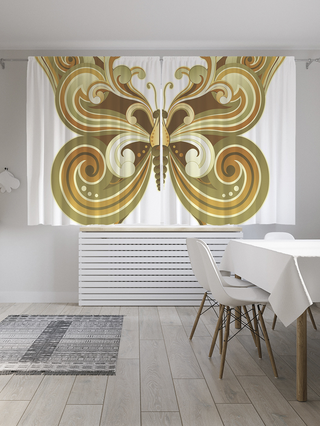 

Шторы с фотопечатью JoyArty "Витиеватые крылышки" из сатена, 290х180 см