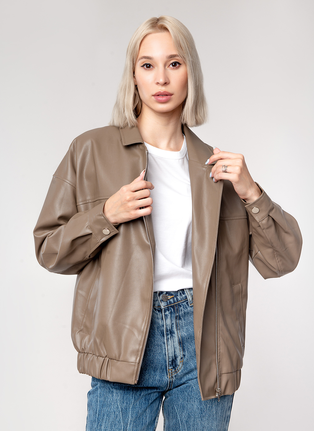 

Кожаная куртка женская ElinaECO 61675 коричневая 48 RU, Коричневый, 61675