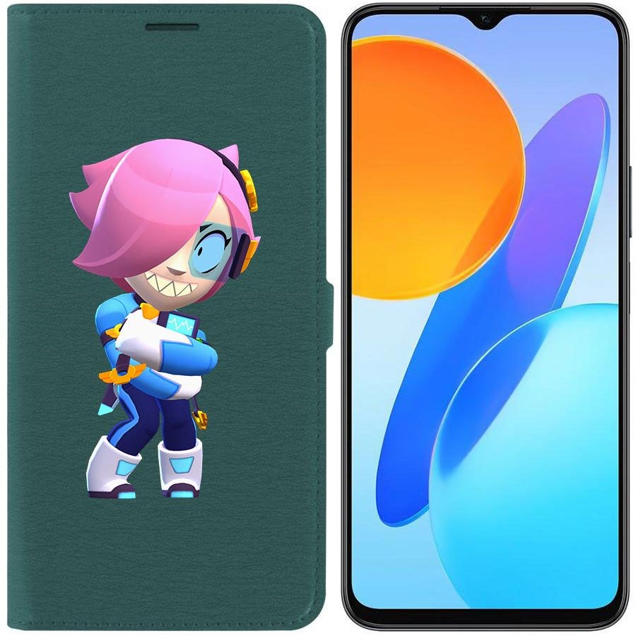 

Чехол-книжка Krutoff Eco Book для Honor X8 5G Brawl Stars-Колетт Навигатор (зелёный опал)