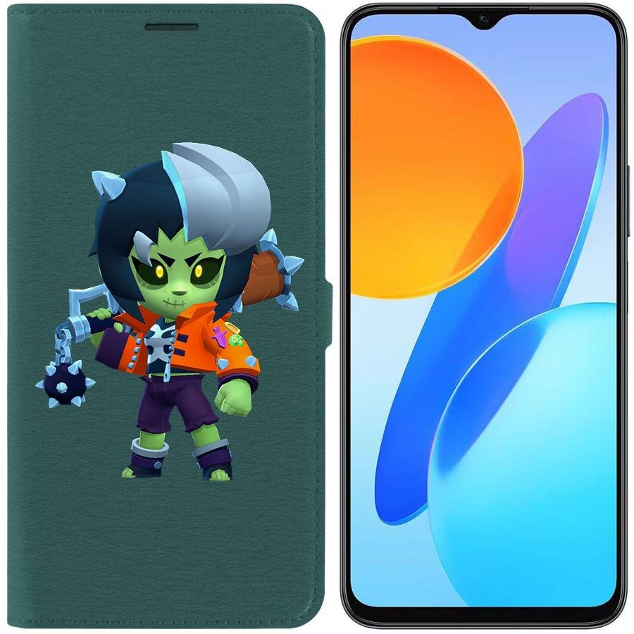 

Чехол-книжка Krutoff Eco Book для Honor X8 5G Brawl Stars-ЗомБиби (зелёный опал)