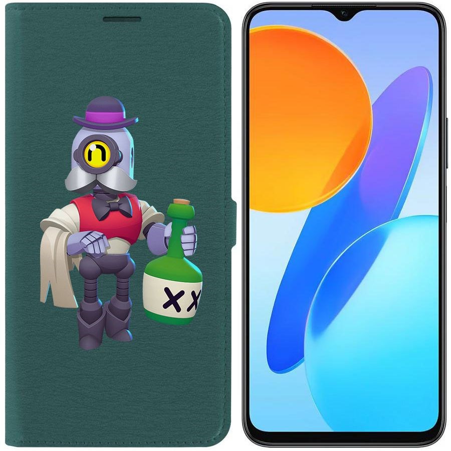 

Чехол-книжка Krutoff Eco Book для Honor X8 5G Brawl Stars-Барли (зелёный опал)